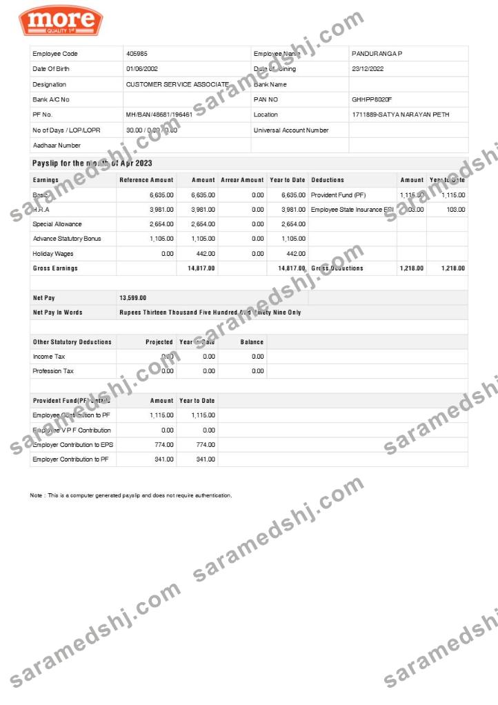 More Quality 1st grocery shop payslip template in Word and PDF formats.pdf, 1